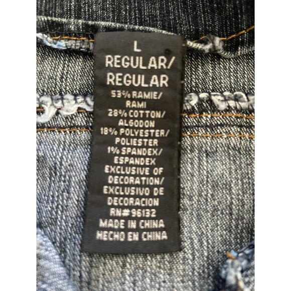 Y2K Vintage Arizona Women Sz Large Denim Jean Jeweled Jacket Snaps Preppy - Picture 5 of 16